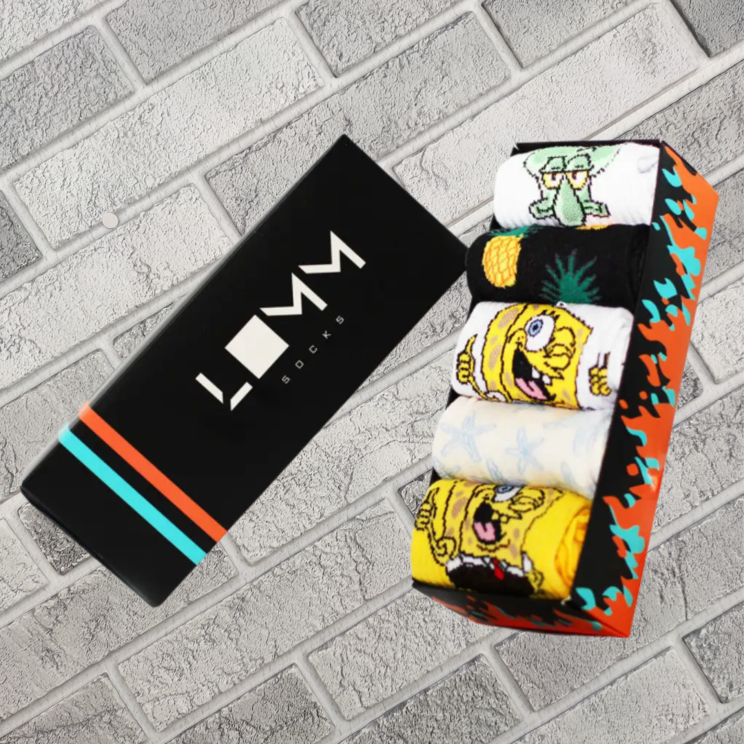 Набір шкарпеток ONE SIZE демісезонна висока резинка в подарунковій коробці (5 пар) №70 GUBKA BOB BOX 30032951, фото 1