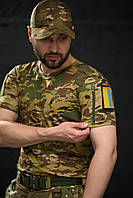 Армейская камуфляжная футболка ВСУ мультикам, Тактическая военная футболка multicam