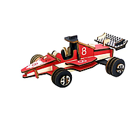 Декоративная деревьяная игрушка-пазл 3D "Машинка для гонок"