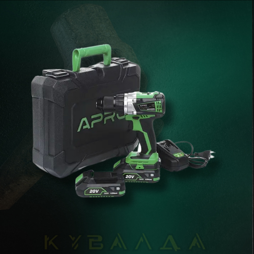 APRO Дриль-шуруповерт безщітковий 20DB 20 В 2А 2 АКБ ЗУ кейс