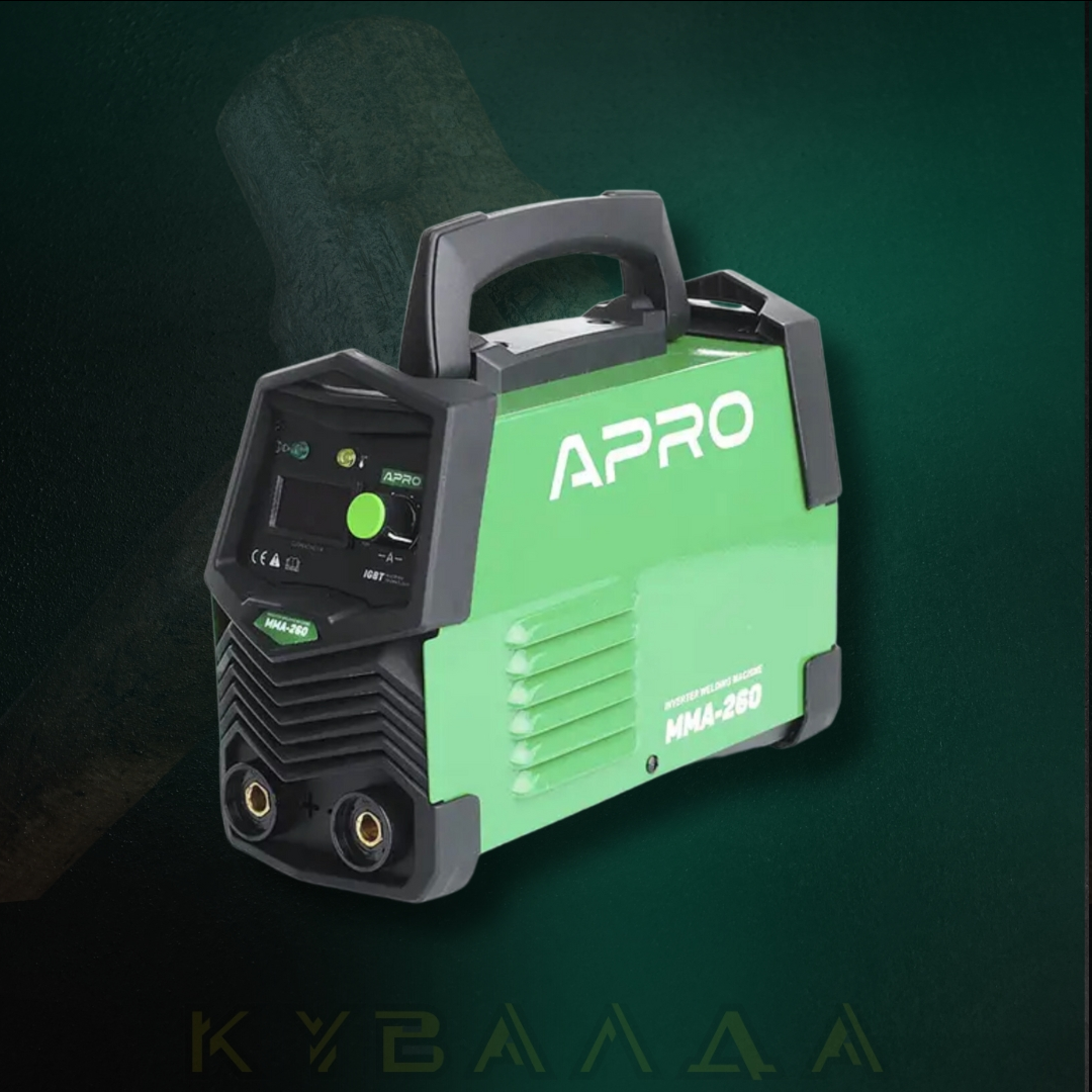 Зварювальний апарат інверторний APRO MMA-140 , ел.4мм, + набір кабелів, кейс