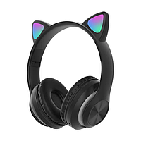 Детские беспроводные наушники LED с кошачьими ушками Cat Ear STN-99 ЧЕРНЫЕ