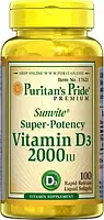 Витамин Д3 Puritan's pride Vitamin D3 2000 IU, Вітамін D3 50 мкг (100 кап)