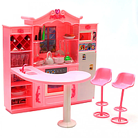 Кухня для кукол Барби мебель кукольная холодильник плита духовка стульчики Gloria