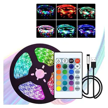 Світлодіодна RGB 2835 стрічка 5 метрів з пультом та адаптером LED LY-4