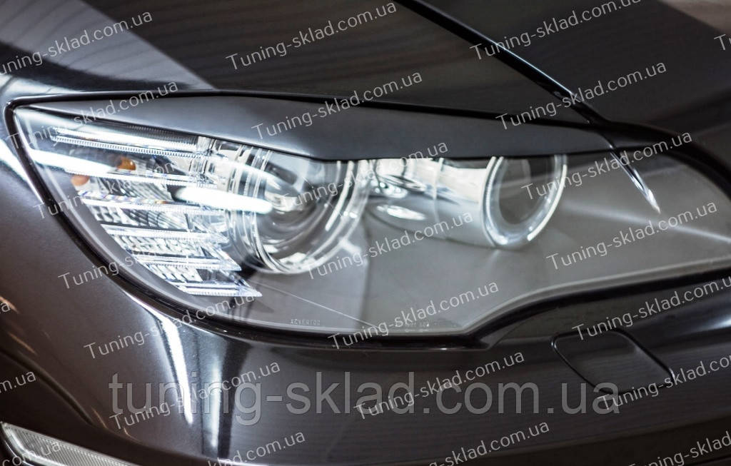 Реснички на фары BMW X6 E71 (накладки на передние фары БМВ Х6 Е71) - фото 3 - id-p38644506