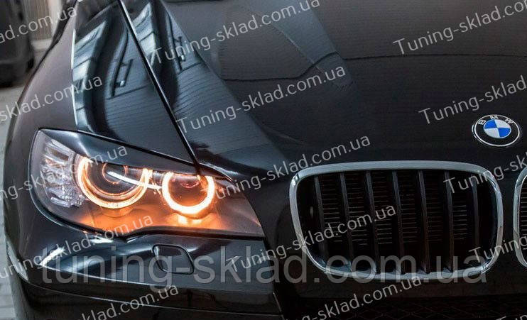 Реснички на фары BMW X6 E71 (накладки на передние фары БМВ Х6 Е71) - фото 5 - id-p38644506