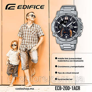 Японские смарт часы Casio Edifice ECB-20D-1ACR, Bluetooth