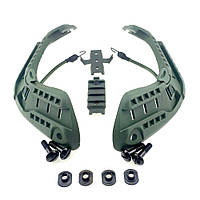 Кріплення рейкове на шолом або каску ACH MICH 2000: Рейки + планка Пікатінні + кріплення Wing-Loc Olive