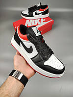 Мужские кроссовки Nike Air Jordan 1 Low, мужские кожаные кроссовки Nike, мужские черно - белые кроссовки