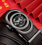 Чоловічий шкіряний ремінь автомат із двома пряжками. Чоловічий подарунковий набір у коробці (чорний), фото 2