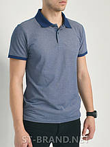 Розміри: М (48). Чоловіча футболка поло з натурального бавовняного матеріалу, теніска - синя джинсова, фото 2