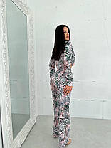 Стильний жіночий костюм в піжамному стилі сорочка на ґудзиках та вільні брюки штапель Ds5601, фото 4