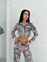 Стильний жіночий костюм в піжамному стилі сорочка на ґудзиках та вільні брюки штапель Ds5601, фото 3