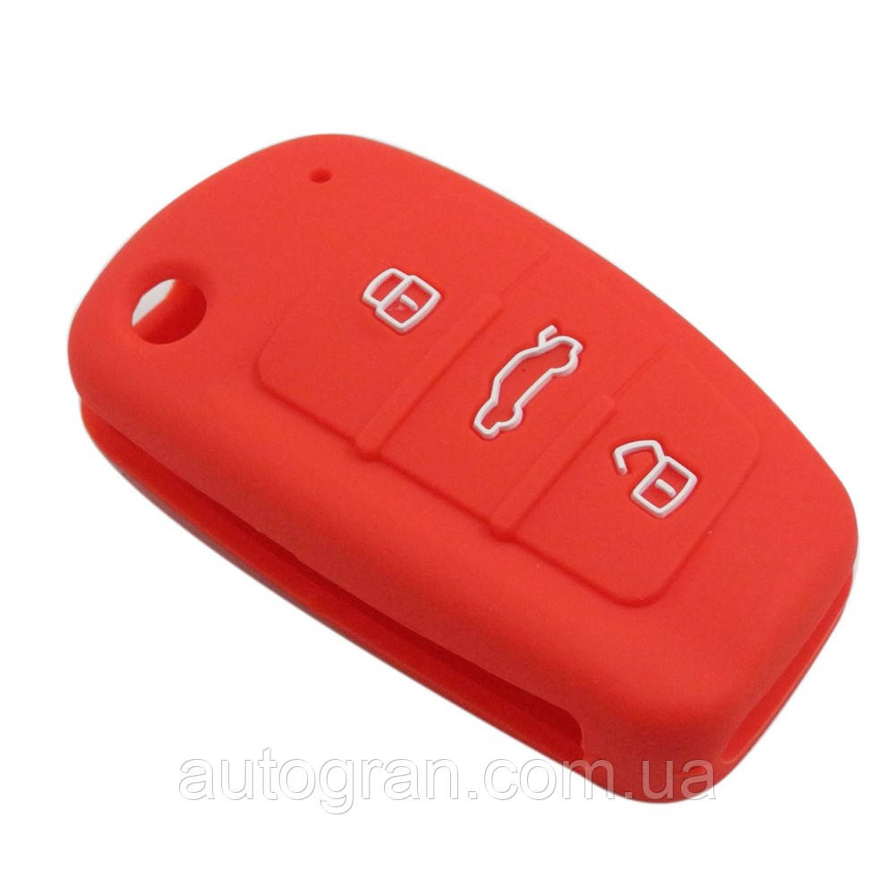 Силіконовий чохол на ключ Audi червоний, фото 1