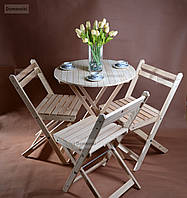 Стол + стулья складной набор для кофейни. Столик и стулья для пикника и дачи. 1 стол и 3 стульчика.