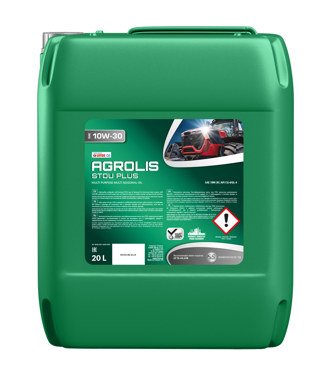 Олива для сільгосптехніки Agrolis Stou Plus 10W-30 17 кг (WH-P702A10-000) Lotos Oil