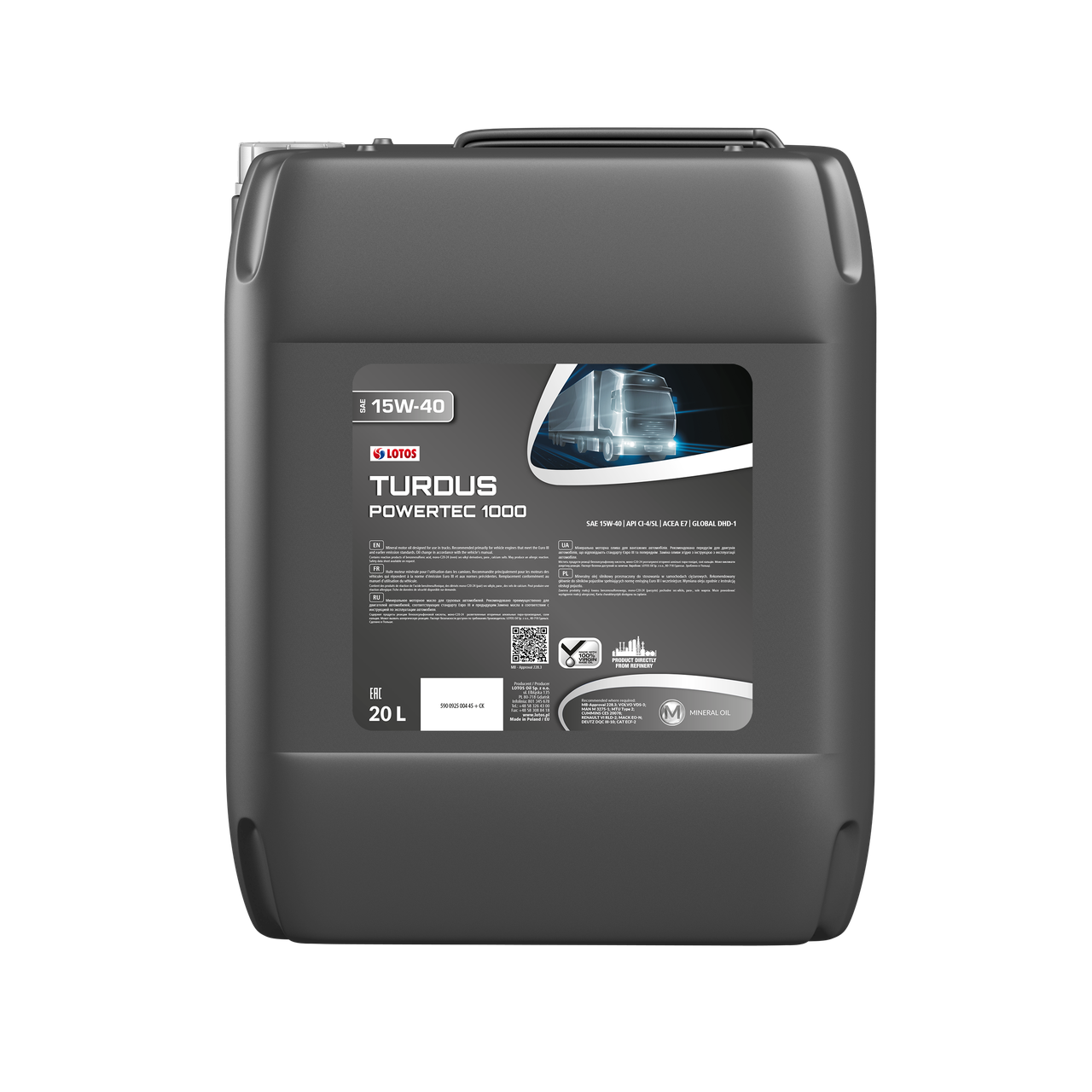 Олива моторна Turdus Powertec 1000 CI-4 15W-40 20 л (WF-P704N40-000) Lotos Oil