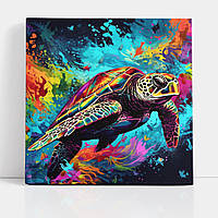 Картина на холсте 50х50 " Красочная черепаха "