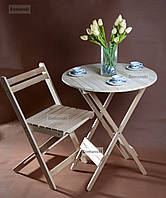 Стол + стул складной набор для кофейни. Столик и стульчик для пикника и дачи.