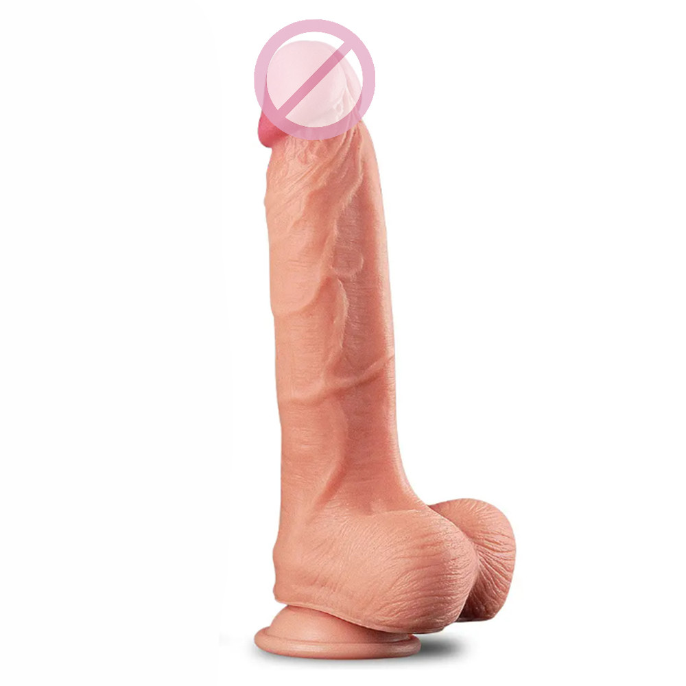 Фалоїмітатор реалістичний із мошоком — 10" Dual Layer Platinum Silicone Cock