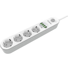 Подовжувач Gelius Pro PowerStrip G-Power GP-PS-001 4 ports 220 V / 4 USB 3.4 A 2 m White