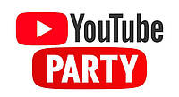 Наклейка для ростової фігури "Ютюб. Party. YouTube лого" 70х37см (без обрізу по контуру)