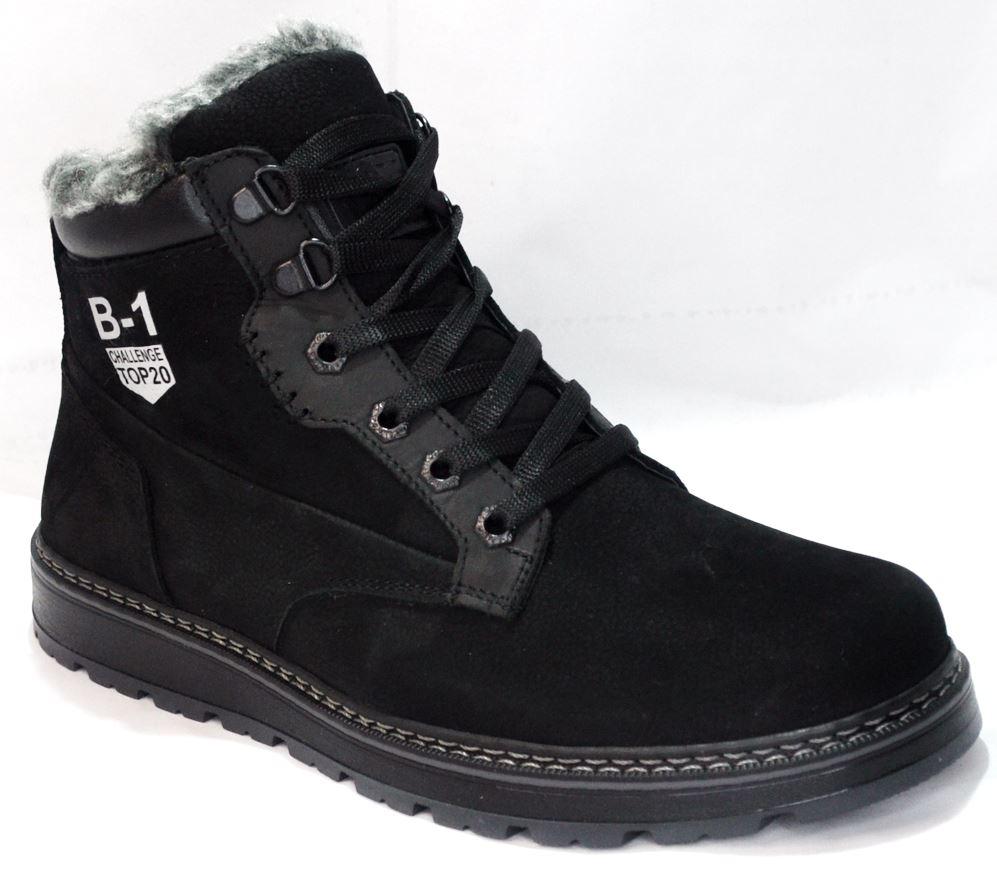 Розміри 40 та 41  Черевики - кросівки Brave (оригінал), зимові, шкіряні, на натуральному хутрі, чорні