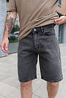 Джинсовые шорты мужские серые, Мужские бриджи джинсовые свободные серого цвета Турция