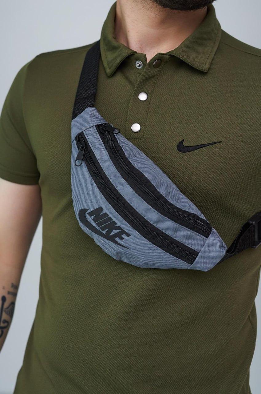 Сумка на пояс через плече Nike найк сіра сумка жіноча спортивна бананка