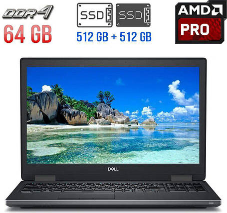 Раб.станція Б-клас Dell 7530/15.6"/Core i5 4 ядра 2.5GHz/64GB DDR4/512GB SSD M.2+512GB SSD M.2/Radeon Pro WX, фото 2
