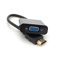 Конвертер HDMI (тато) на VGA (мама) 10cm, Black, 4K/2K, Пакет Q250