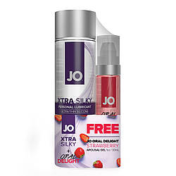 Комплект JO GWP — Xtra Silky Silicone (120 мл) & Oral Delight — Strawberry (30 мл)