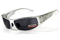 Окуляри захисні відкриті Global Vision Bad-Ass-2 Silver (gray), сірі сріблястої металевої оправи