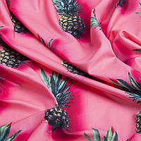 Ткань трикотаж Бифлекс ананасы корал