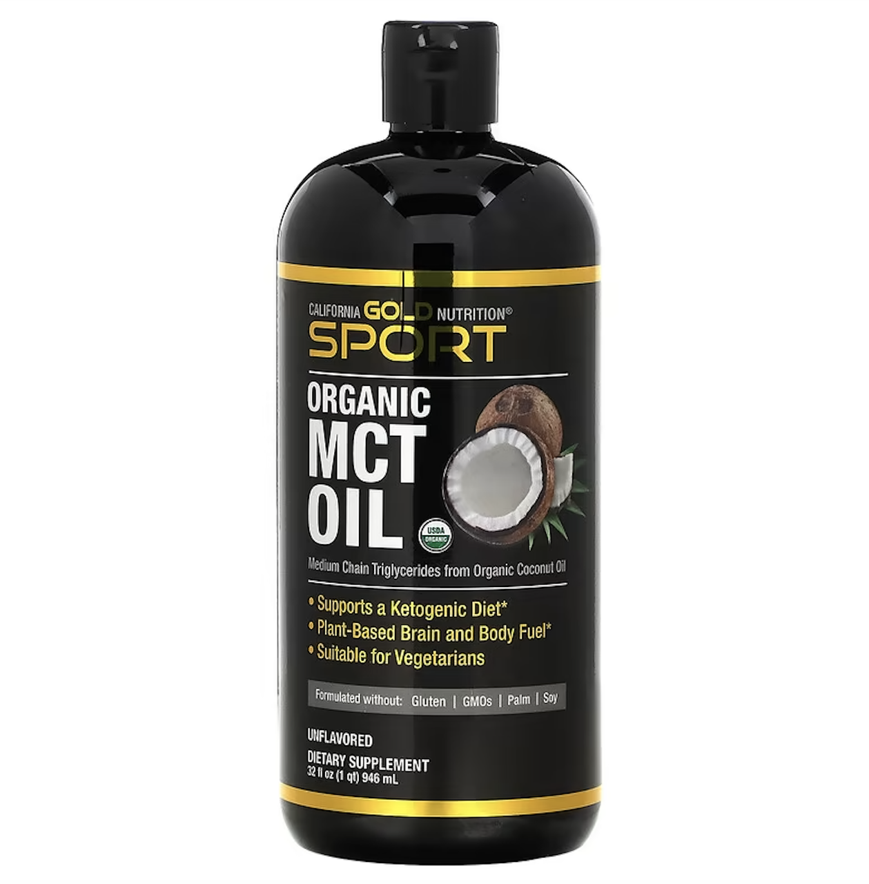 California Gold Nutrition, SPORTS, органічна олія MCT, неароматизована, 946 мл
