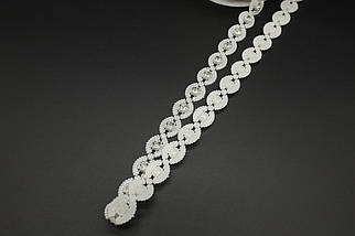 Стрічка з намистин. 16мм. Колір білий., фото 4