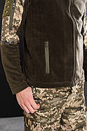 Кофта флісова чоловіча військова тактична з липучками під шеврони ЗСУ Піксель 8027 52 розмір хакі, фото 4