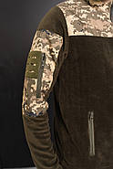 Кофта флісова чоловіча військова тактична з липучками під шеврони ЗСУ Піксель 8027 52 розмір хакі, фото 5