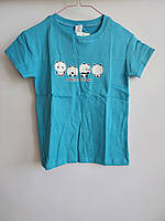 Дитяча футболка для дівчинки хлопчика детская (10-95) 7-8 лет голубой