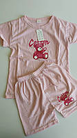 Літній дитячий костюм футболка шорти летний костюм детский (10-91)  3-4 года розовый