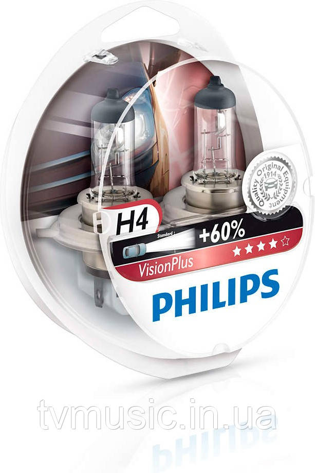 Галогенні лампи Philips VisionPlus H4 12 V (12342VPS2)