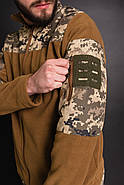 Кофта флісова чоловіча військова тактична з липучками під шеврони ЗСУ Піксель 8153 46 розмір койот, фото 6