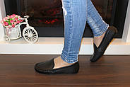 Мокасини туфлі жіночі чорні натуральна шкіра Т1090, фото 7