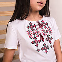 Вышиванка-футболка Moderika Зоряна белая с красной вышивкой 92