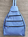Рюкзак сумка шкіряна жіноча блакитного кольору (Туреччина), фото 2