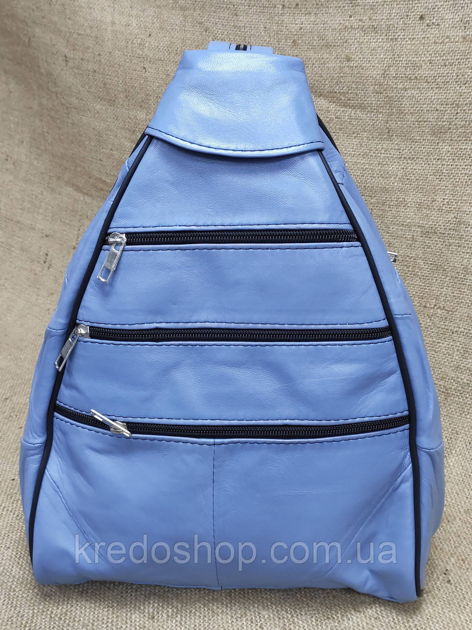 Рюкзак сумка шкіряна жіноча блакитного кольору (Туреччина)
