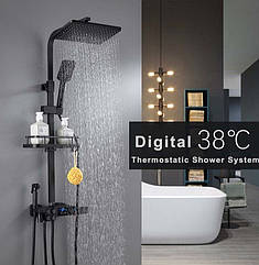 Душова система хром чорний , термостатичний набір для душу-4 функції (245114600)