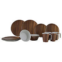 Сервіз столовий кемпінговий з меламіну Gimex Tableware Nature 16 Pieces 4 Person Wood (6913100) DAS302015