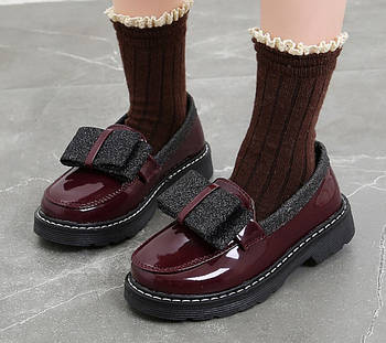 Лаковані туфлі для дівчаток бордові, розмір 28